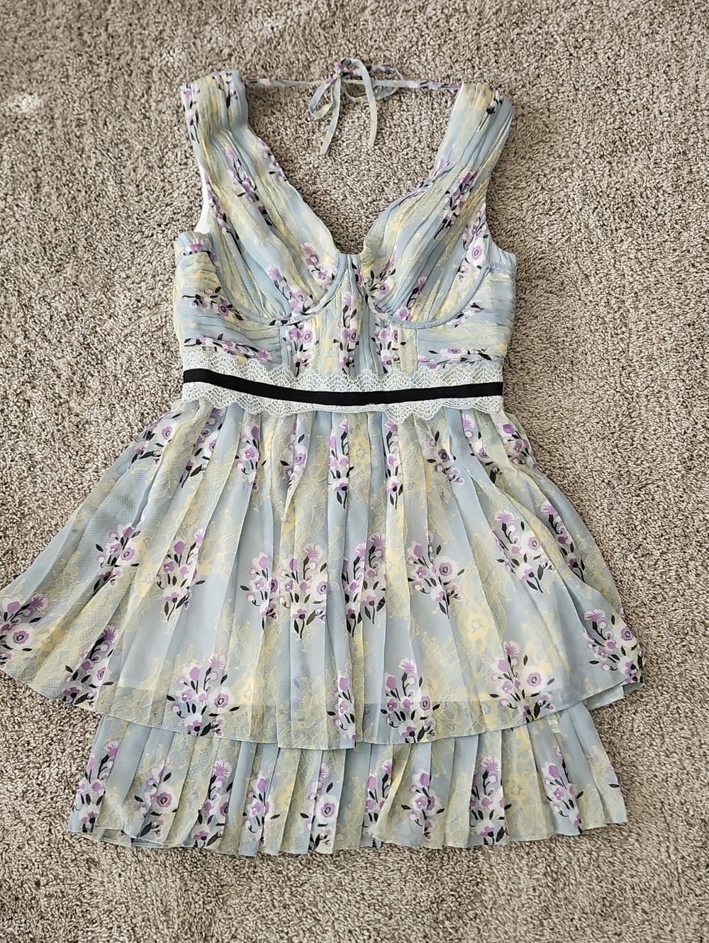 Self-Portrait Floral Pleated Dress A Line Mini 8